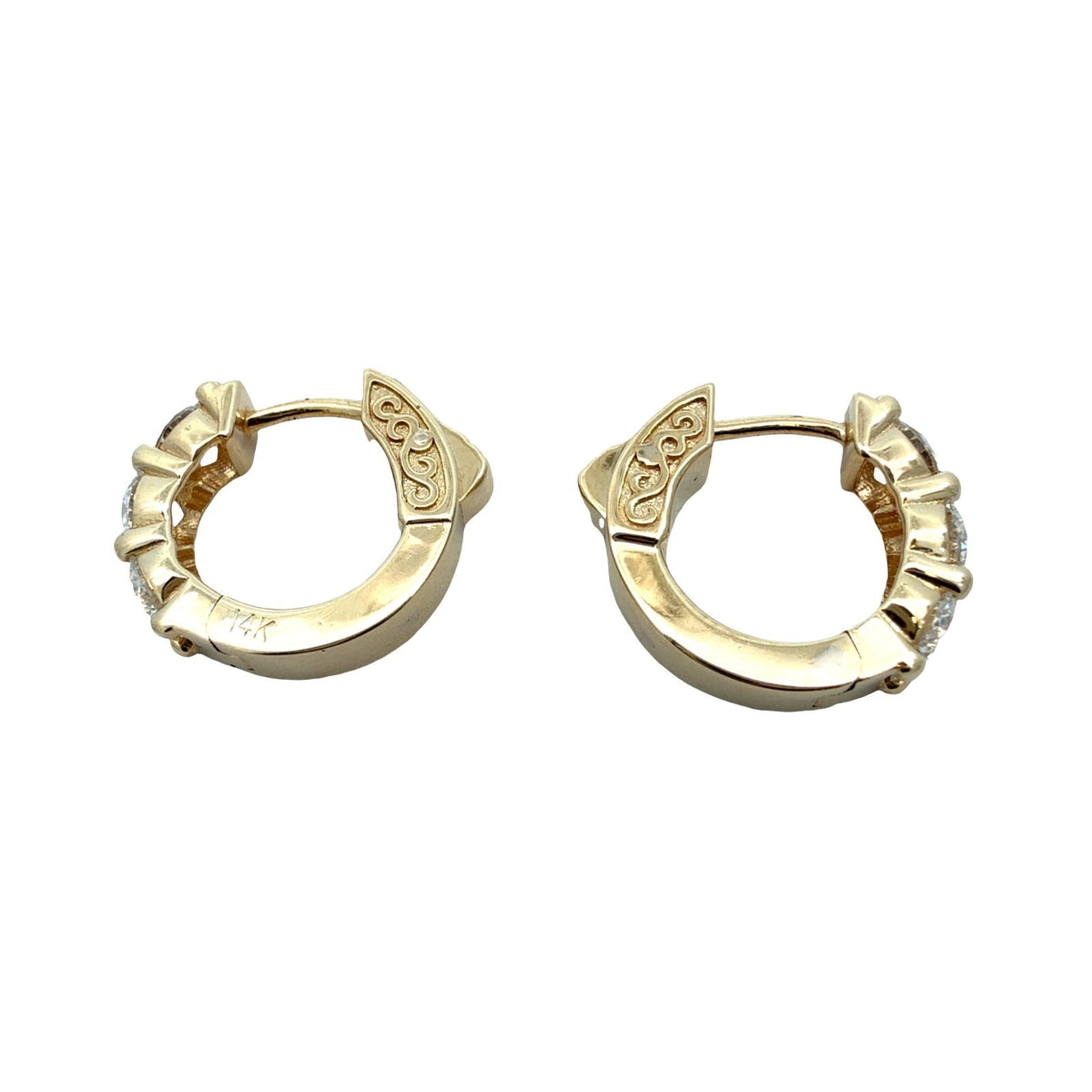 14k Yellow Gold and 1.50cttw Lab-Grown Diamond Huggie Hoop Earrings2