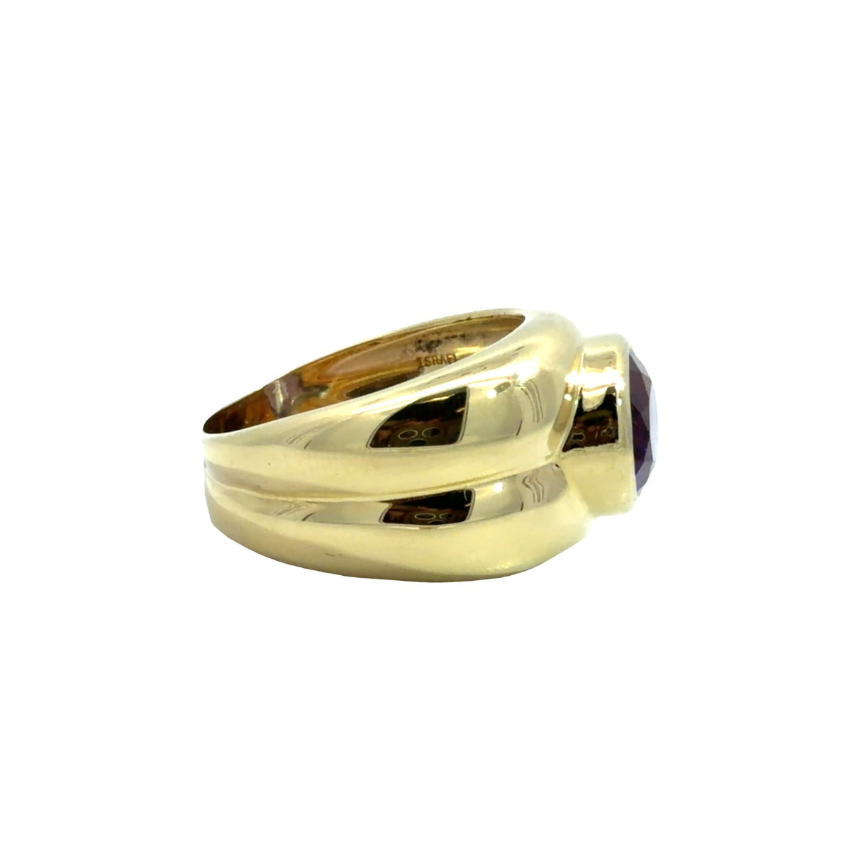 Tiffany & Co.18k Yellow Gold Bezel Set Amethyst Ring Size 8.254