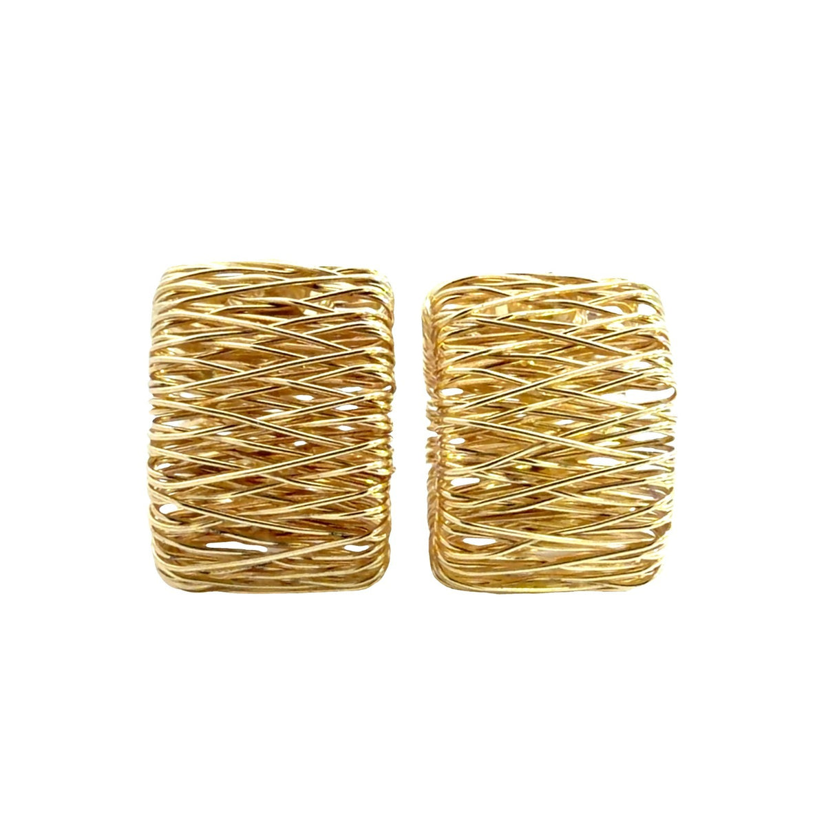14k Yellow Gold Springy Woven Wire Wide Hoop Earrings4