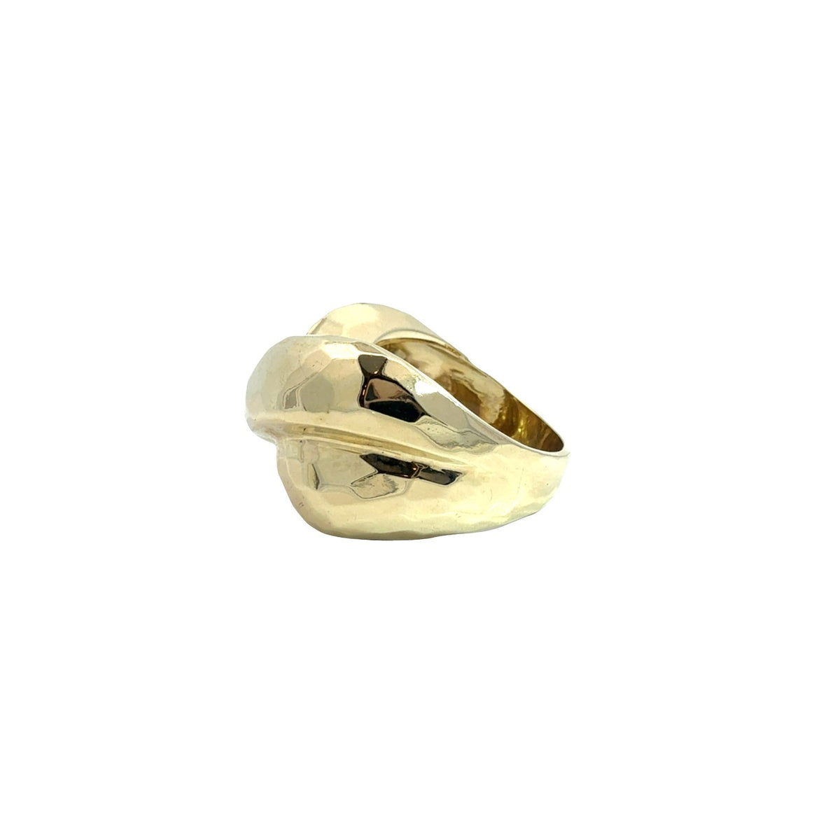 14k Yellow Gold Hammered Textured Criss-Cross Band Ring Size 7.754