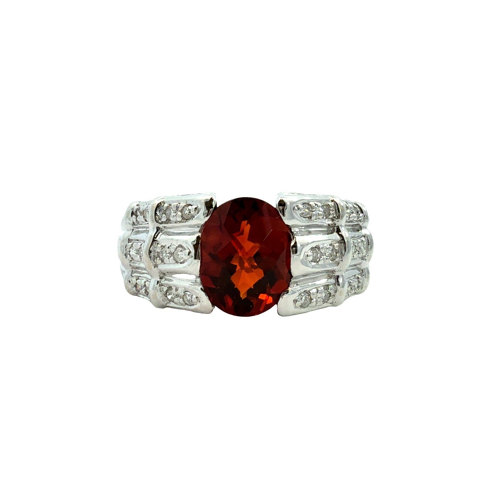 14k White Gold Oval 2.76tcw Garnet and 0.18cttw Diamond Cocktail Ring7