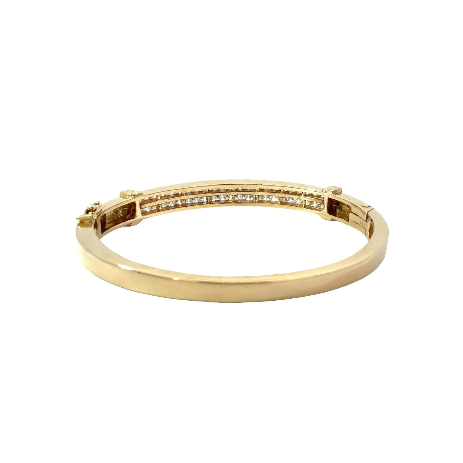 14k Yellow Gold Bangle with Round Double Channel Diamonds5