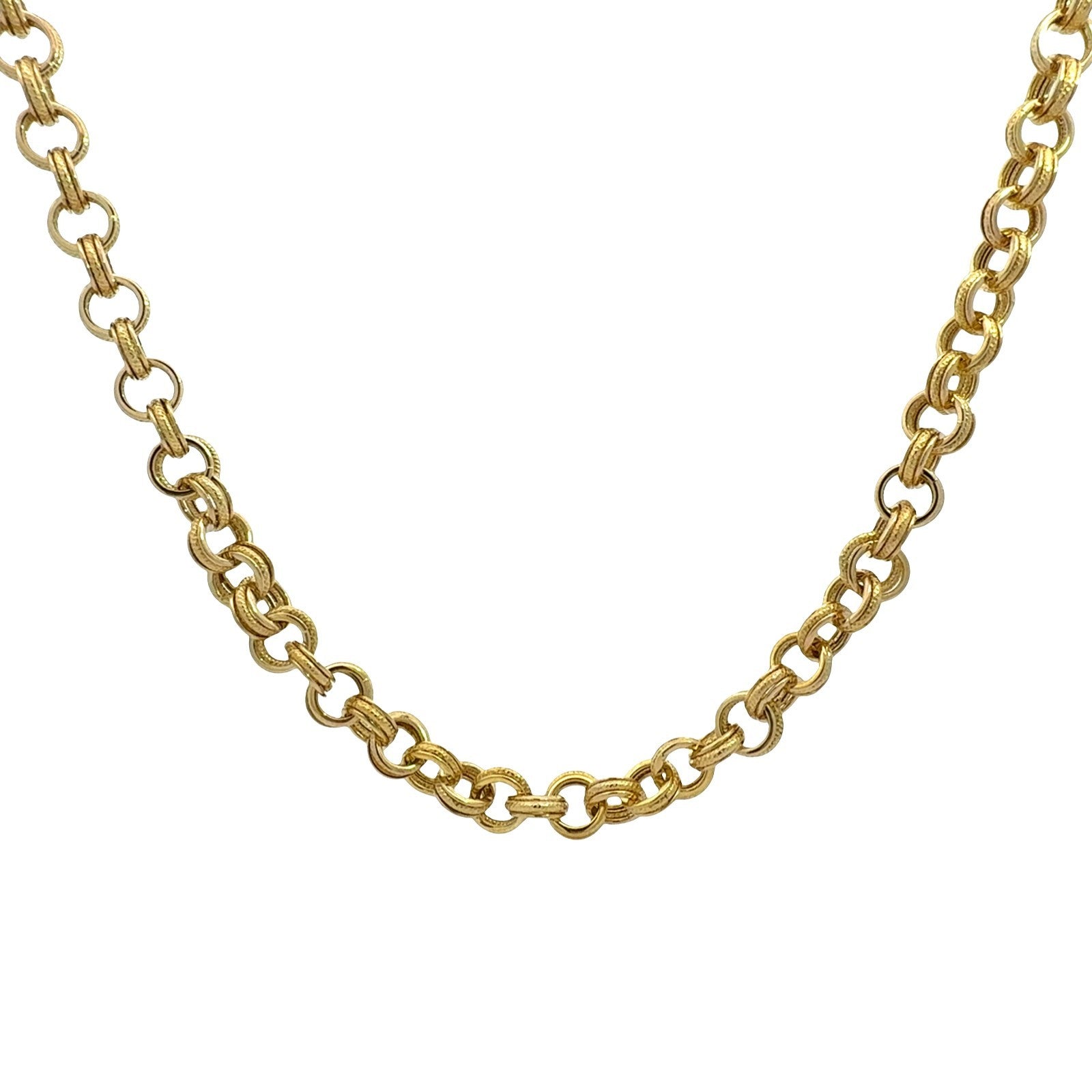 Italy 14k Yellow Gold Textured Multi-Link Chain Necklace 18"0