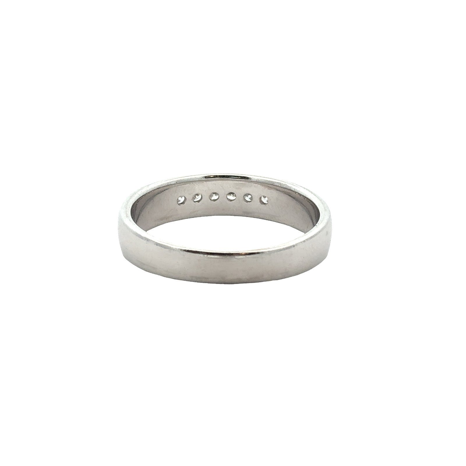 14k White Gold Channel Set 0.23ctw Diamond Wedding Band Size 82