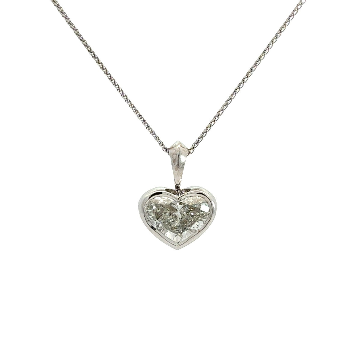 14k White Gold and 3.06ctw Diamond Heart Pendant Necklace0