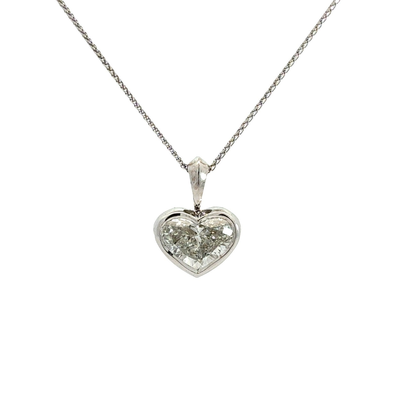 14k White Gold and 3.06ctw Diamond Heart Pendant Necklace0