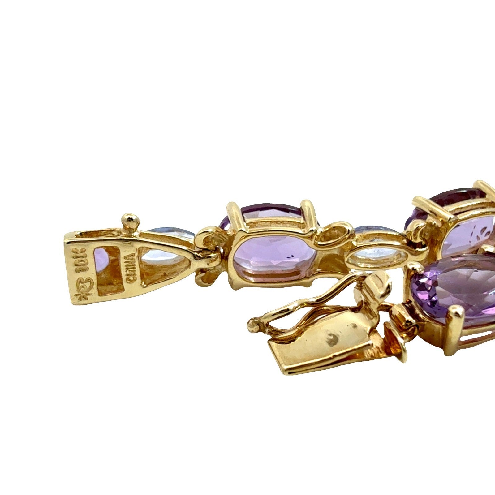 10k Yellow Gold 8.21cttw Amethyst and 1.26cttw Iolite Chain Bracelet5