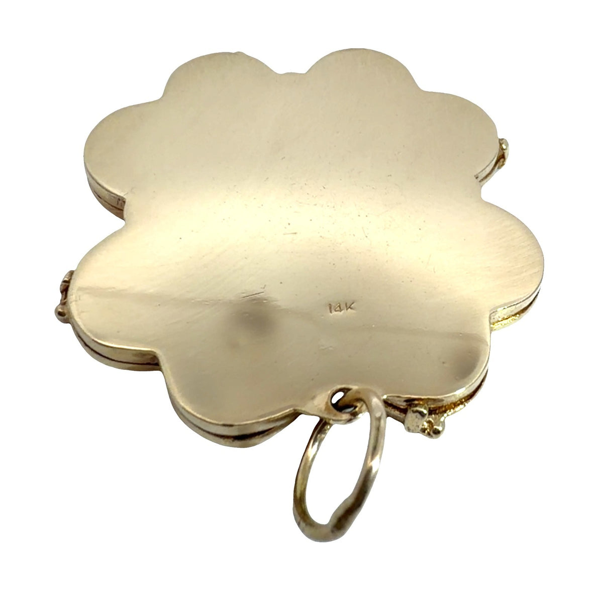 Vintage Stamped 14k Yellow Gold 0.34ctw Ruby Four Leaf Clover Locket3