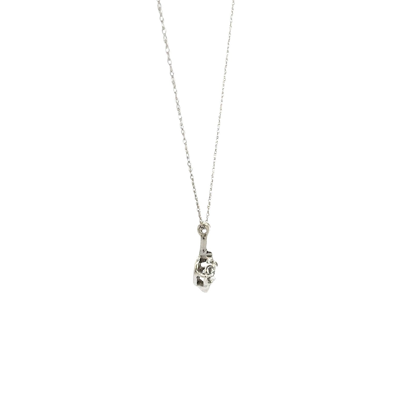 14k White Gold Solitaire 0.30tcw Diamond Compass-Set Pendant Necklace4