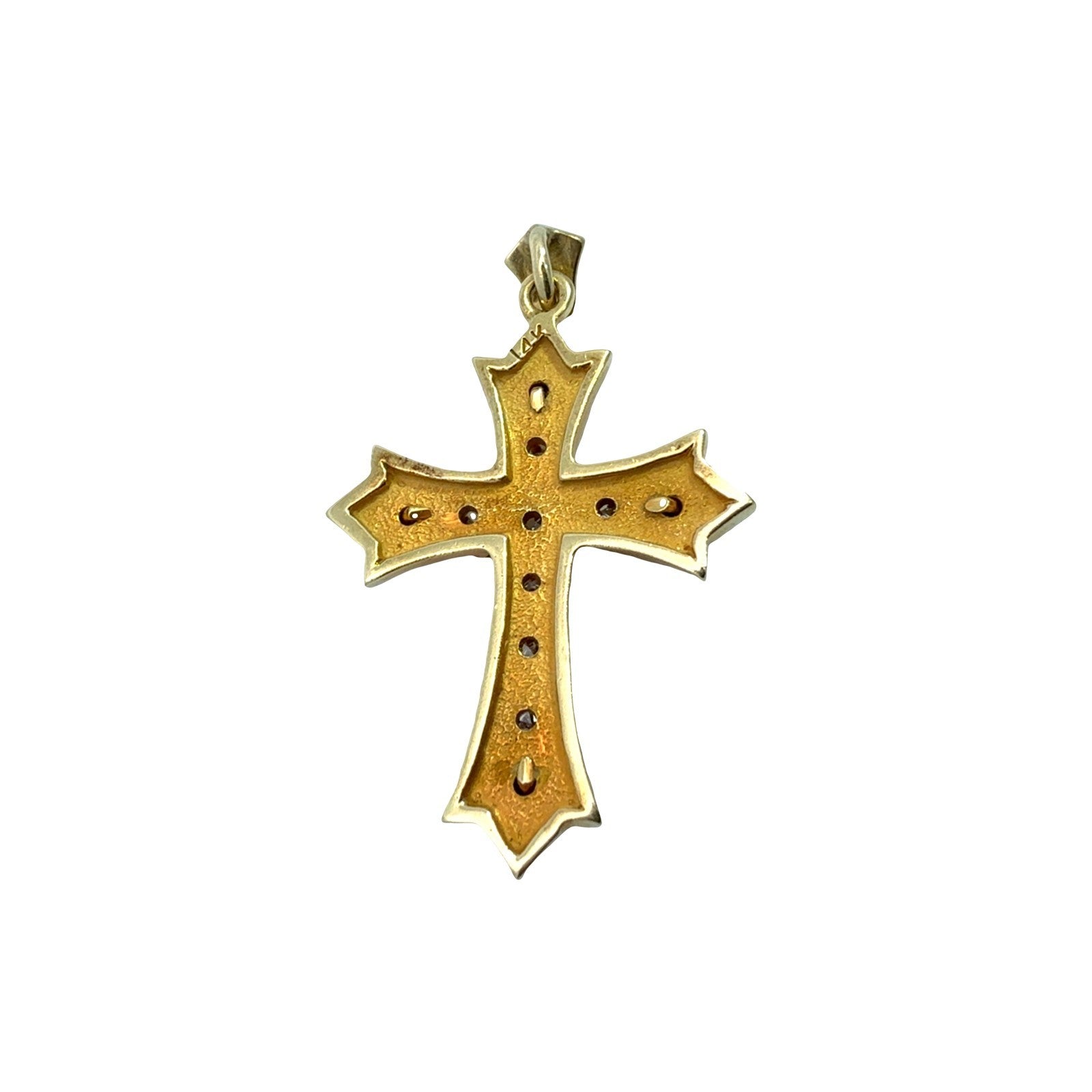 Vintage Victorian-Style 14k Yellow Gold 0.41cttw Diamond Cross Pendant5