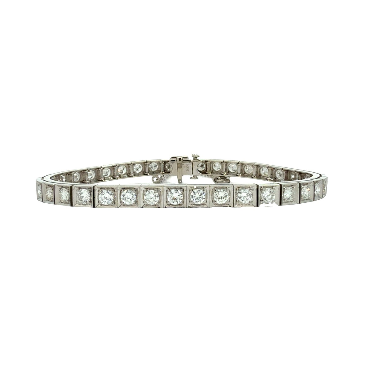 14k White Gold &amp; 4.78cttw Diamond Box Link Tennis Bracelet0