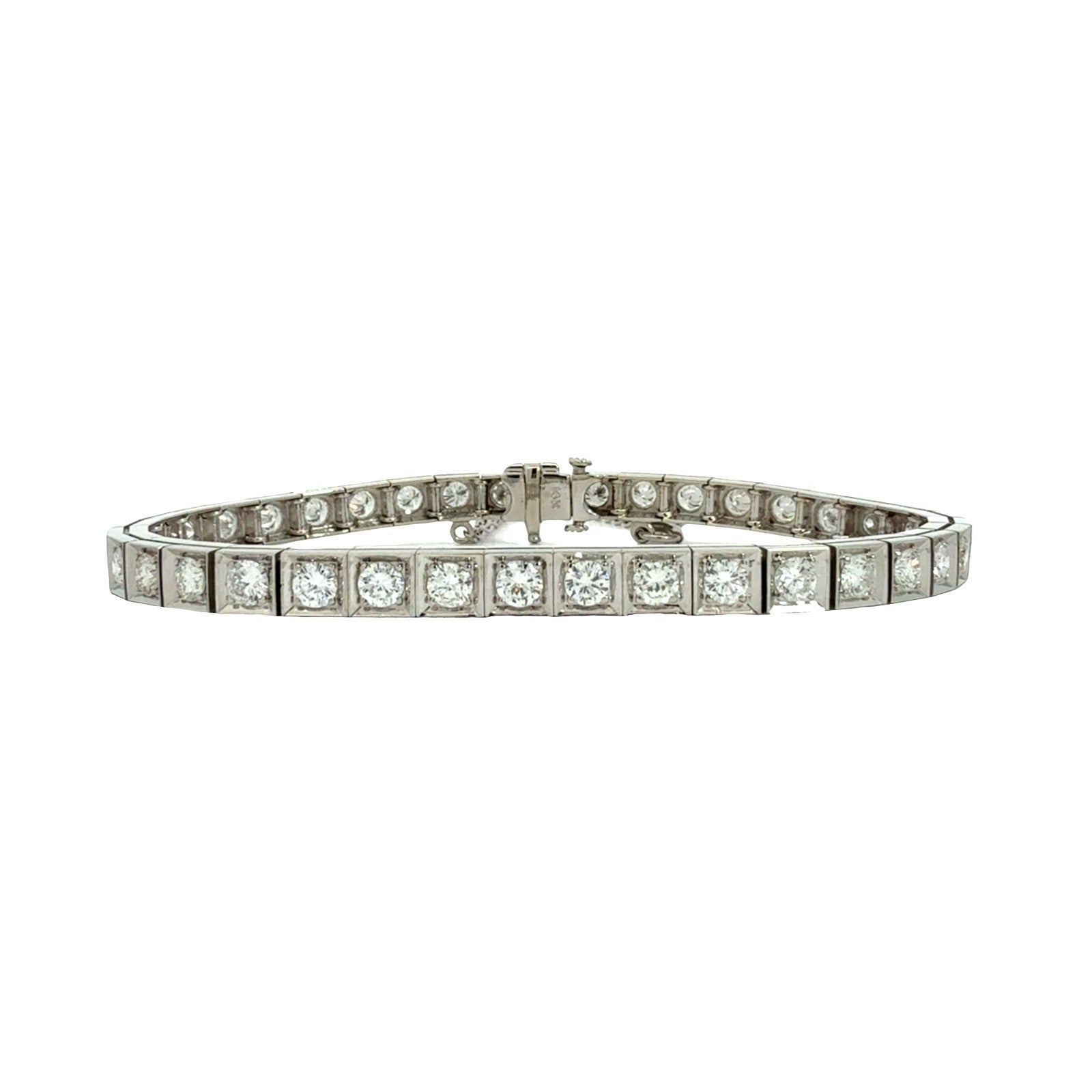 14k White Gold & 4.78cttw Diamond Box Link Tennis Bracelet0