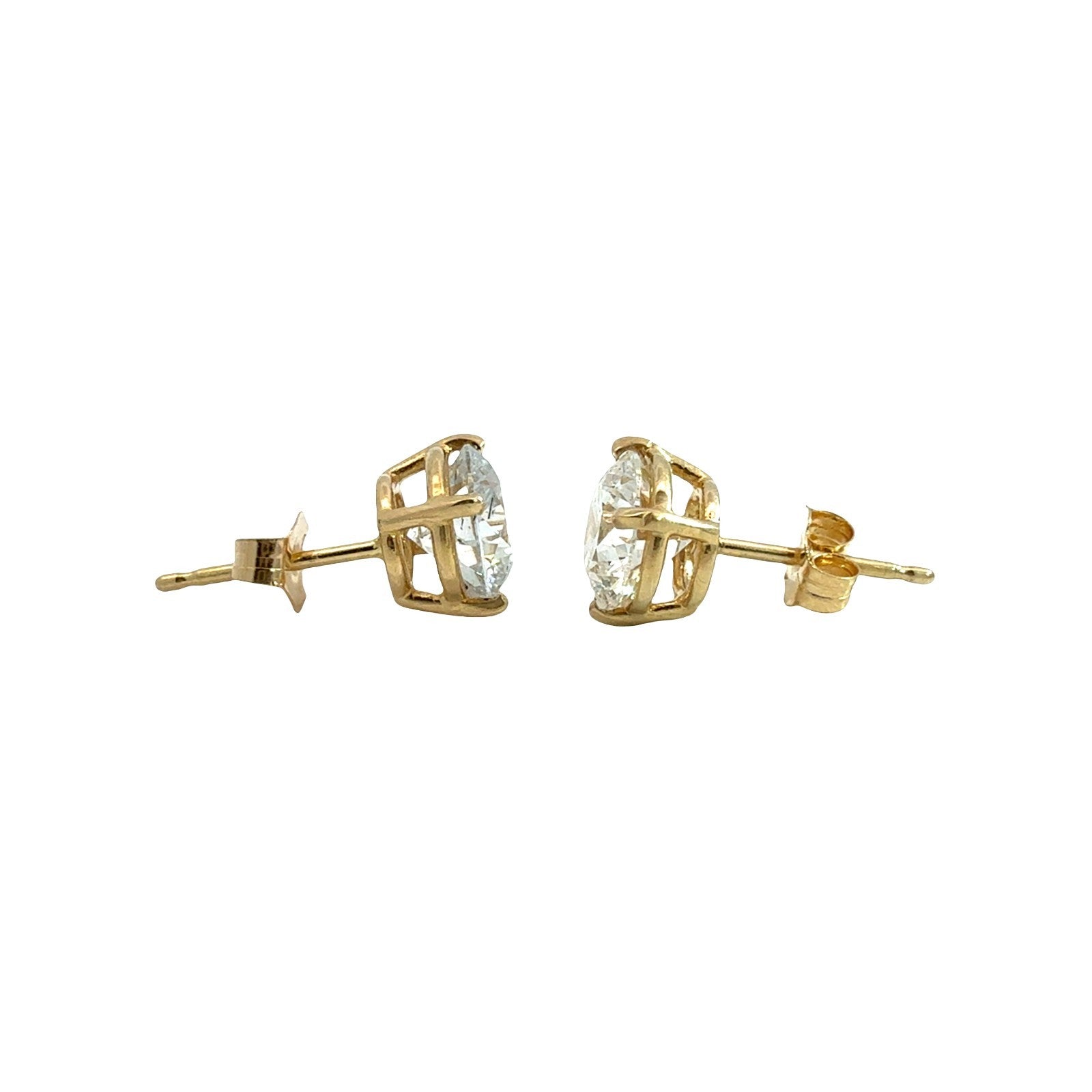 14k Yellow Gold Round Brilliant 1.99cttw Lab-Created Diamond Stud Earrings2