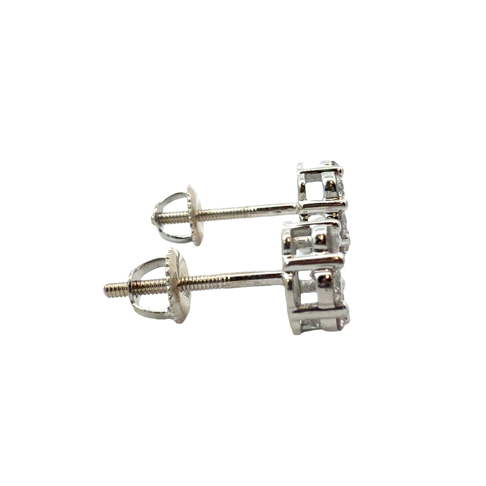 10k White Gold 0.64ctw Diamond Flower Cluster Stud Earrings2