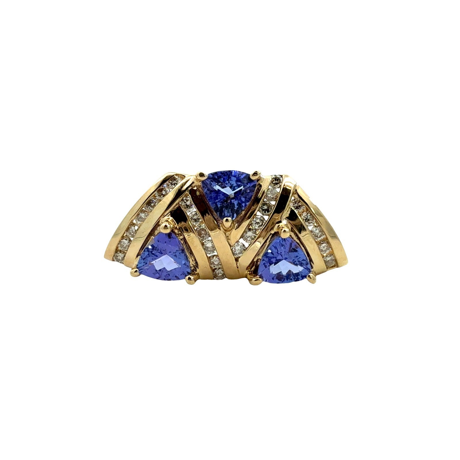 14k Yellow Gold 1.35cttw Tanzanite and 0.32cttw Diamond Geometric Slider Pendant0