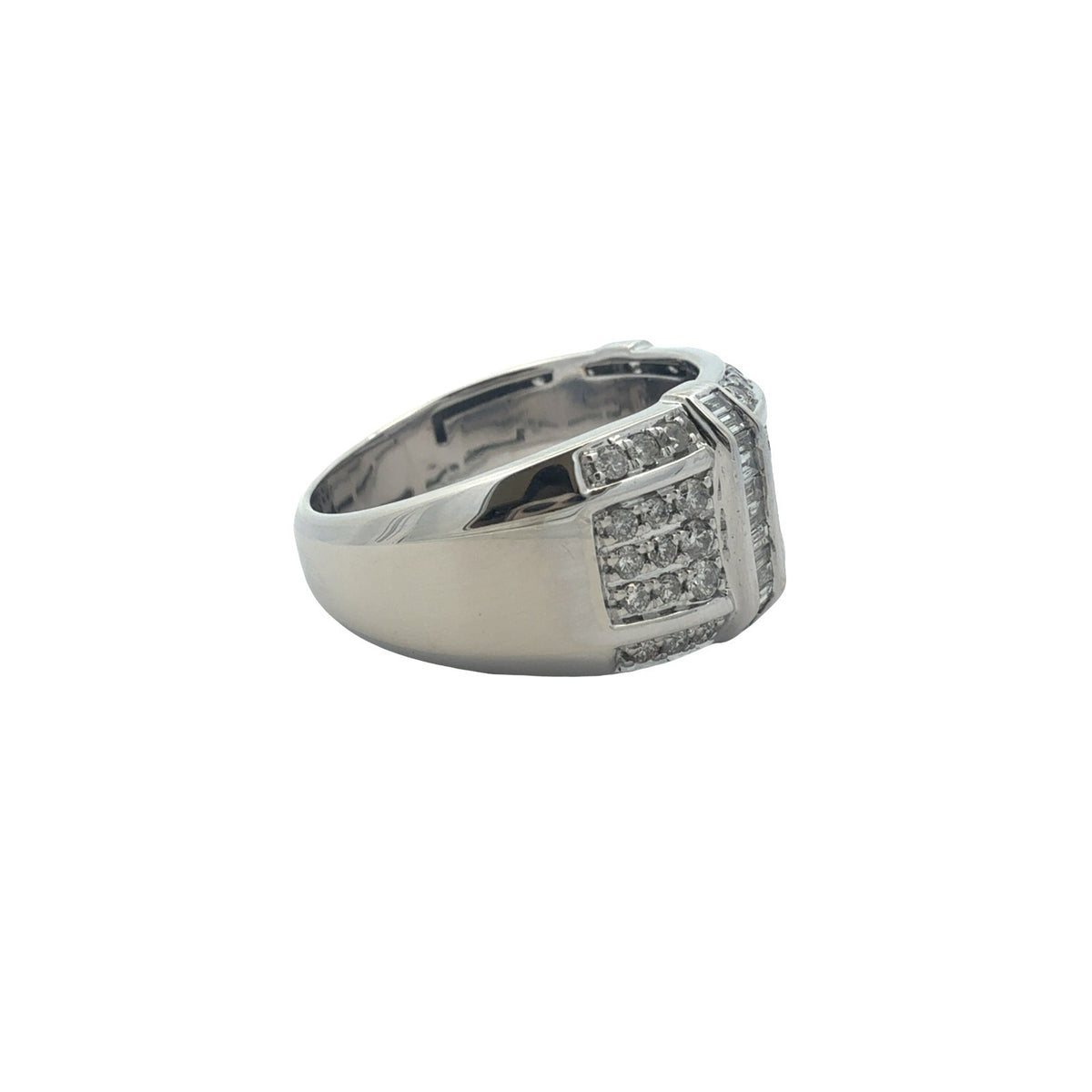 10k White Gold Round & Baguette 1.56cttw Diamond Wide Band Ring4