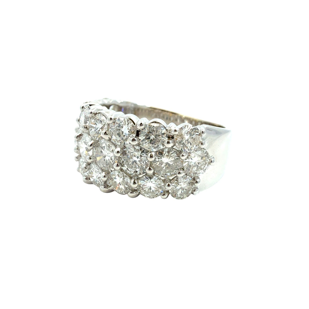 14k White Gold Three-Row 3.84cttw Diamond Band Ring Size 8.252