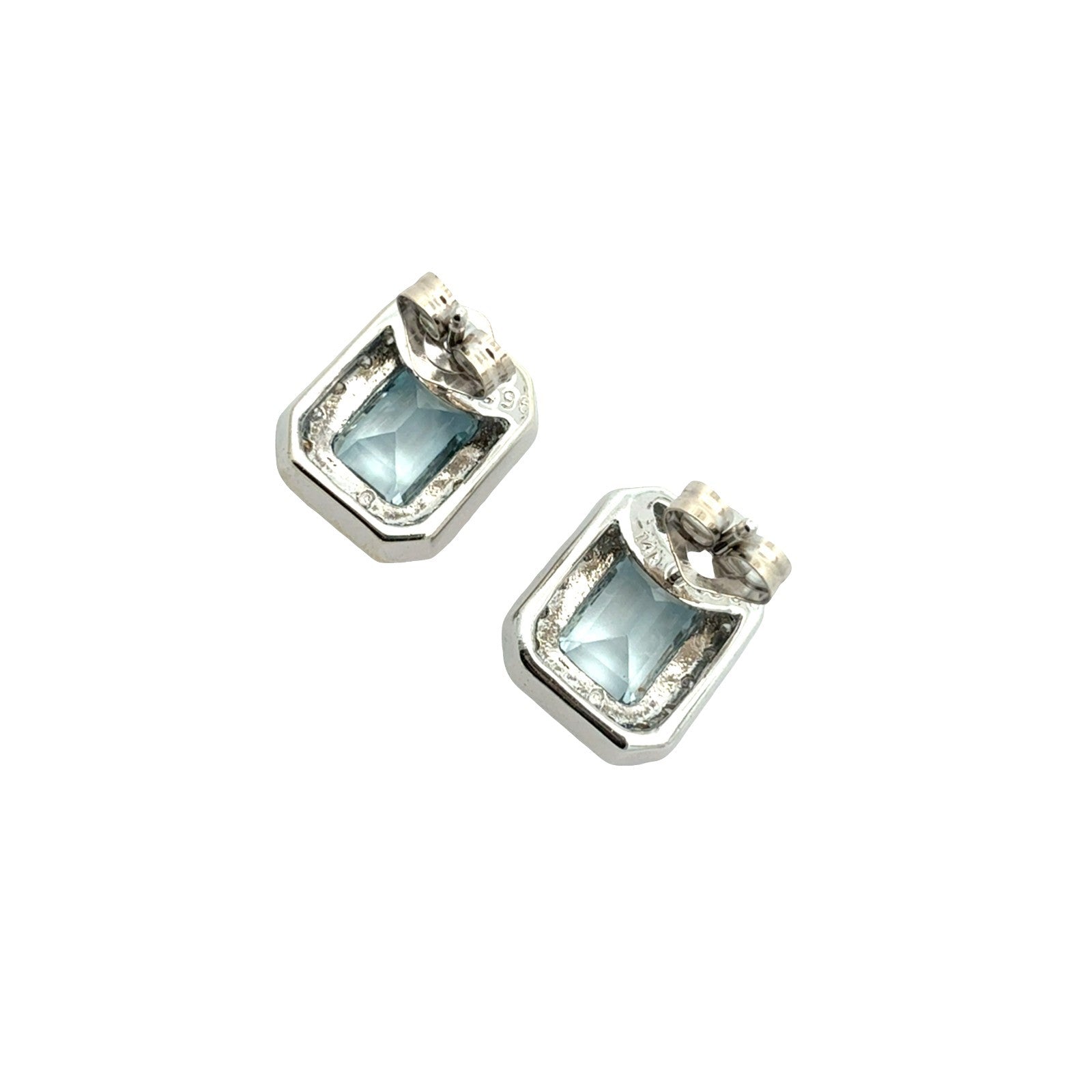 14k White Gold 1.97cttw Aquamarine andd 0.22cttw Diamond Halo Stud Earrings3
