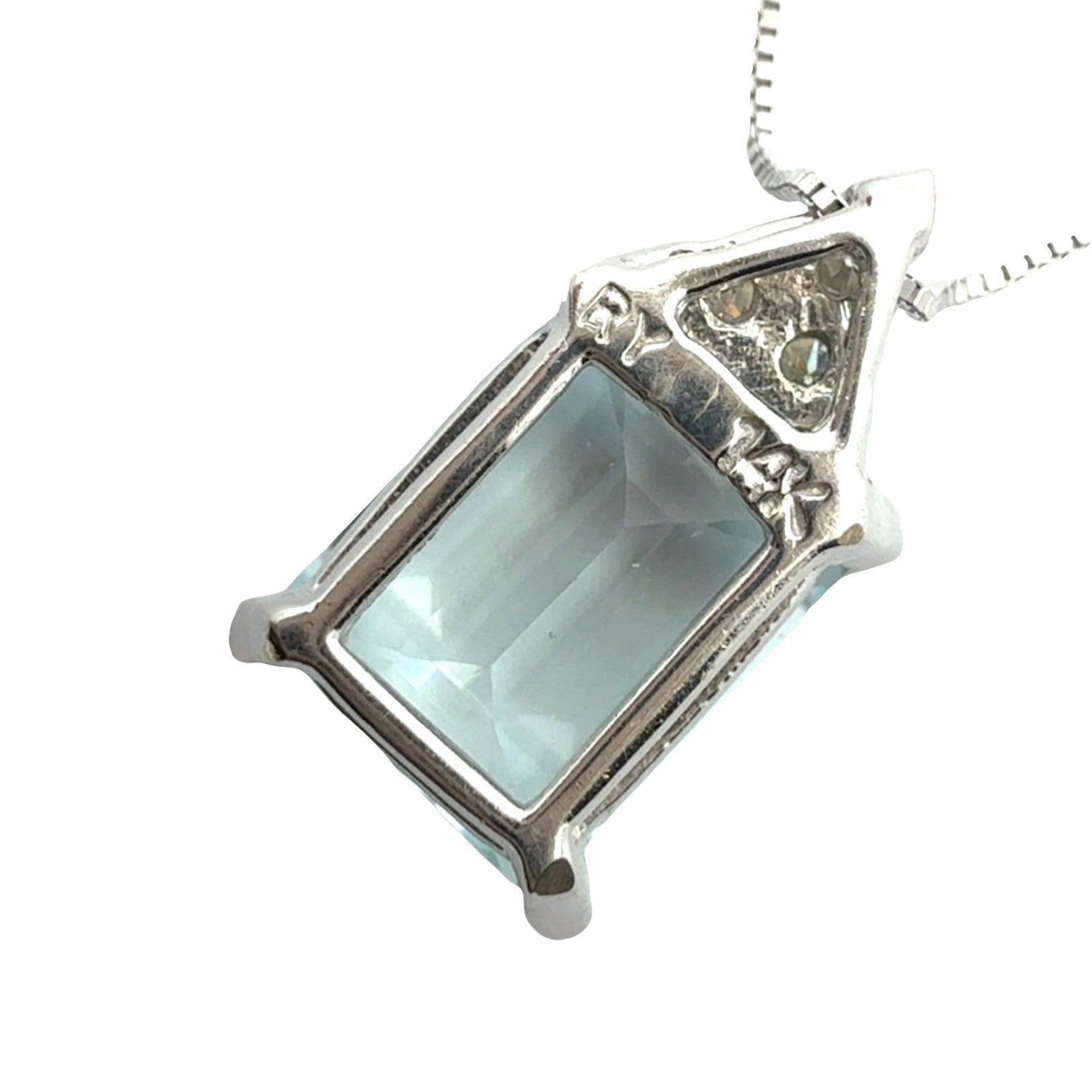 14k White Gold 2.69tcw Aquamarine & 0.11cttw Diamond Pendant Necklace6