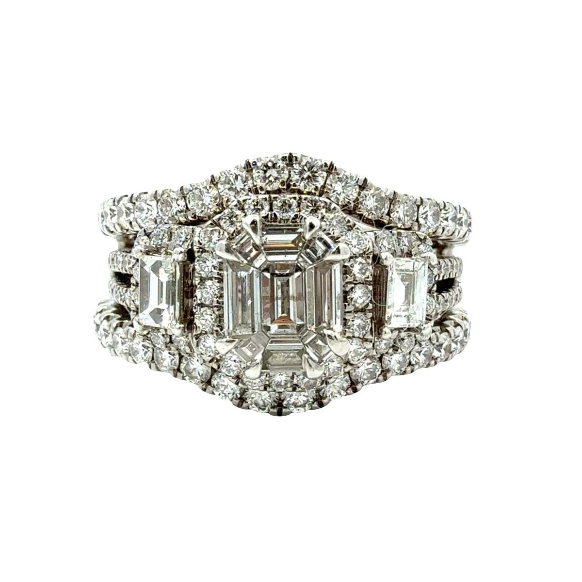 Estate 14k White Gold 2.13ctw Diamond Wedding Set Size 7.750