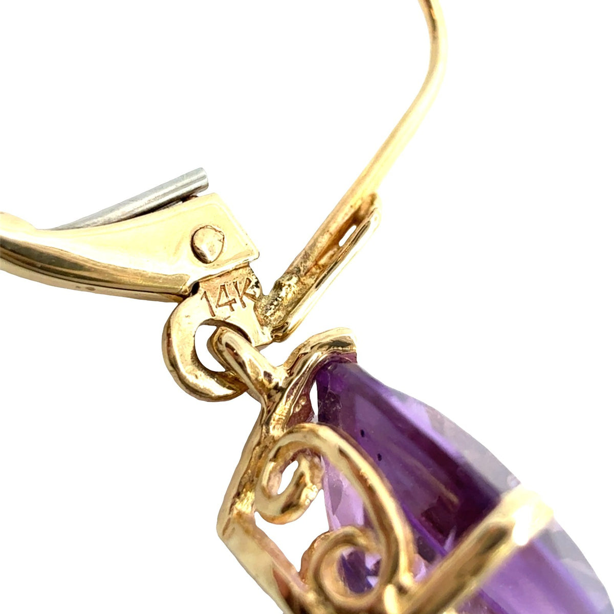 14k Yellow Gold 6.05cttw Oval Amethyst Lever-Back Drop Earrings8