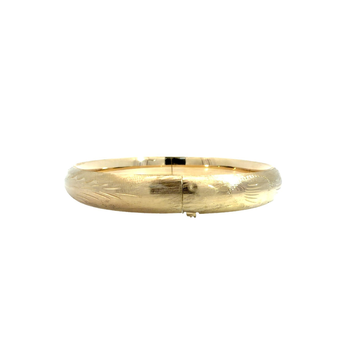 Vintage 14k Yellow Gold Engraved Floral Bangle Bracelet 8"3