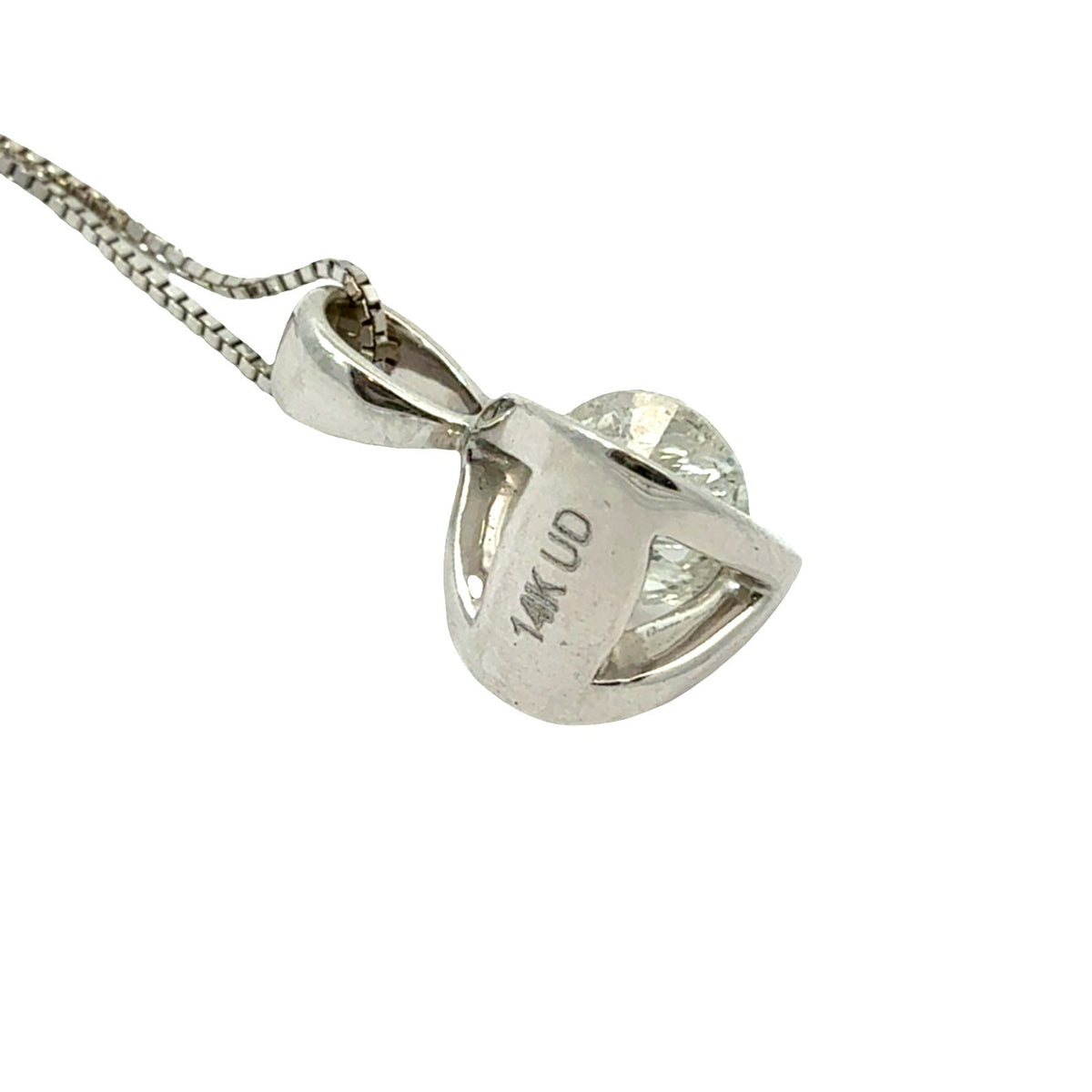 14k White Gold Solitaire 0.52ctw Diamond Pendant Necklace5