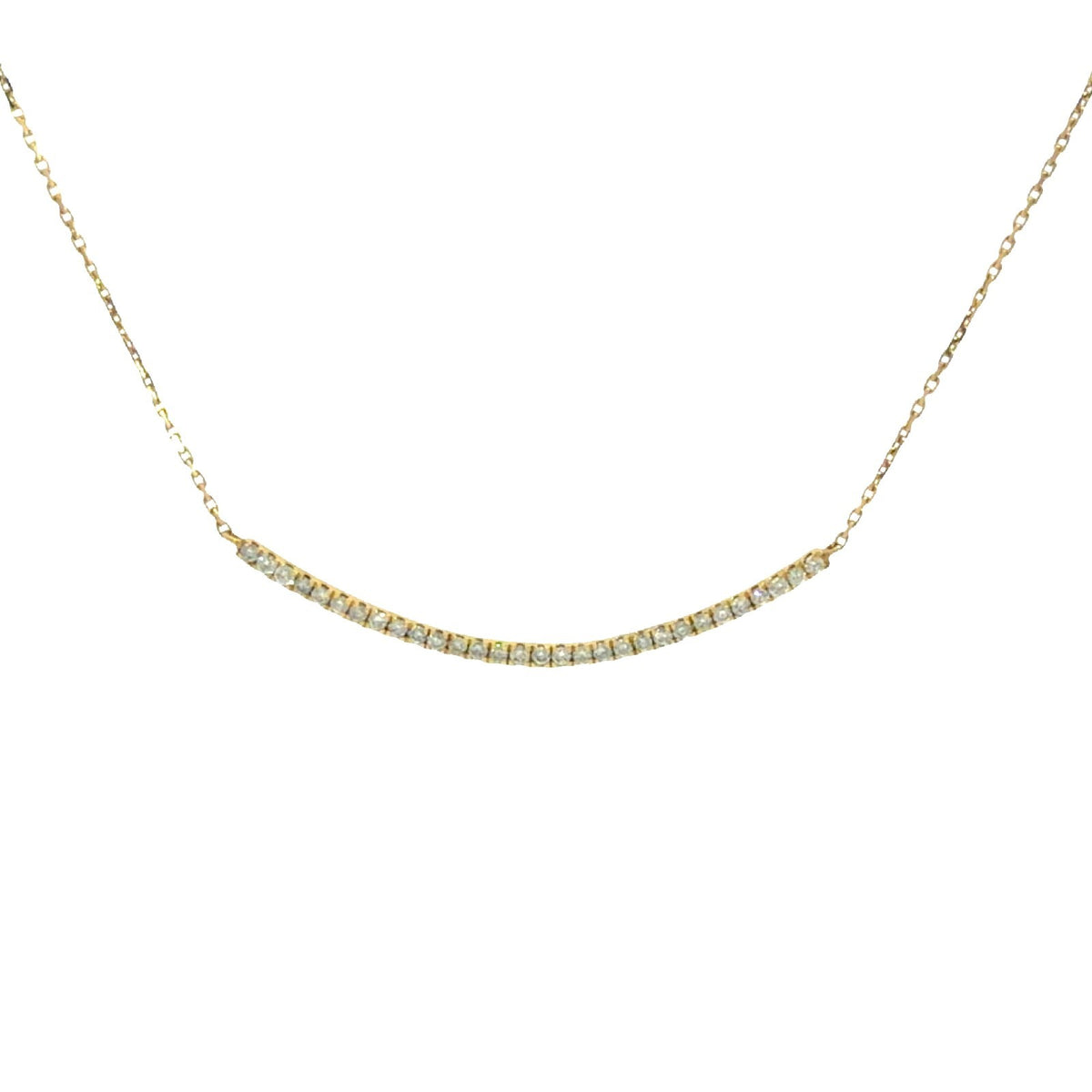 18k Yellow Gold 0.30cttw Diamond Curved Bar Pendant Necklace 16" 0
