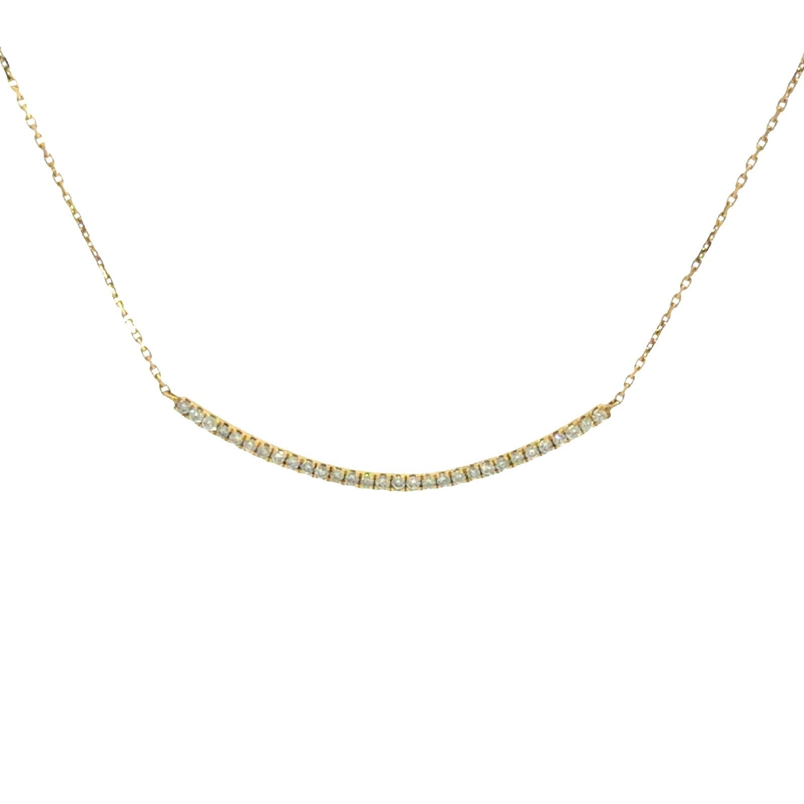 18k Yellow Gold 0.30cttw Diamond Curved Bar Pendant Necklace 16" 0