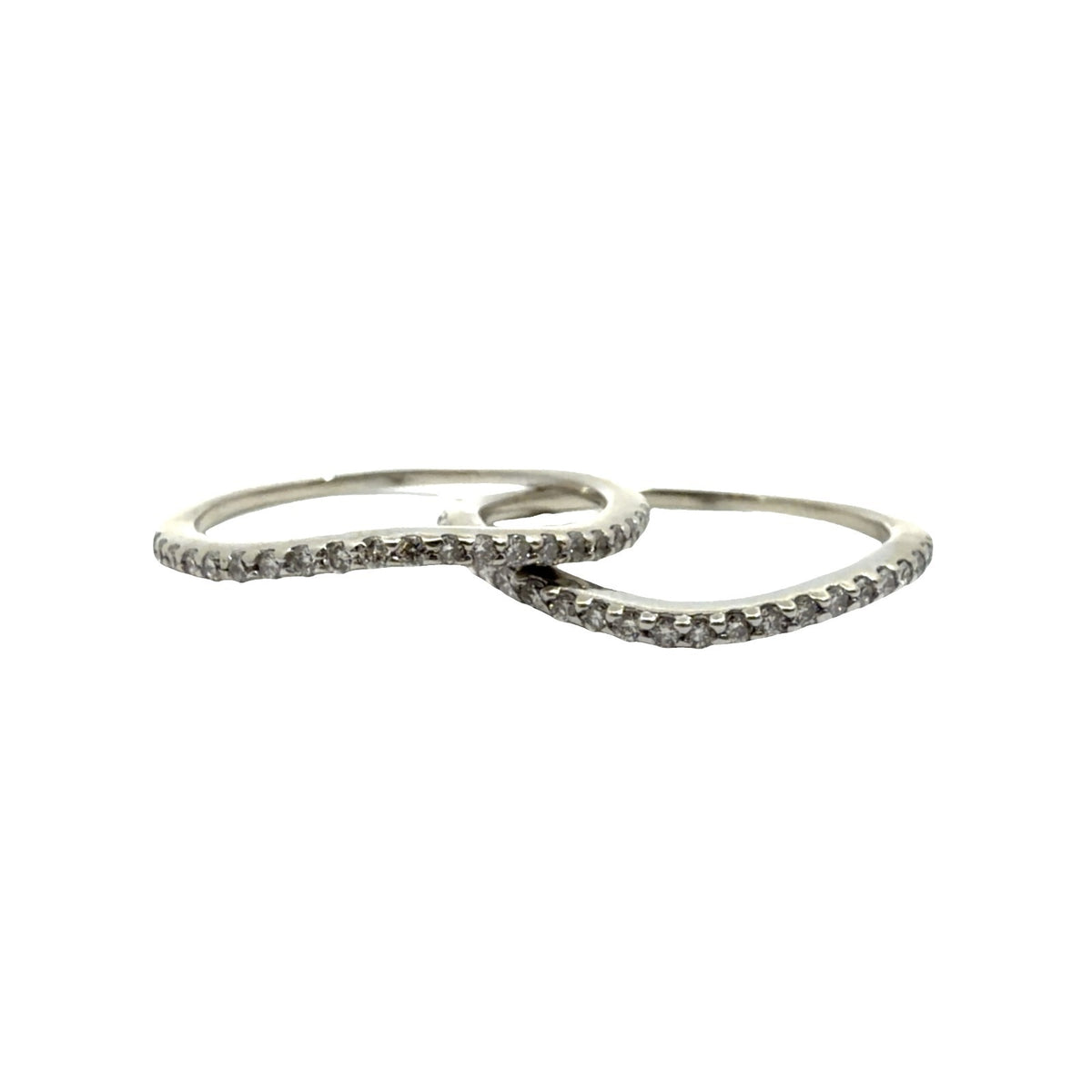 14k White Gold (1.28ctw) Diamond Princess Cut Engagement Ring with Chevron Bands2