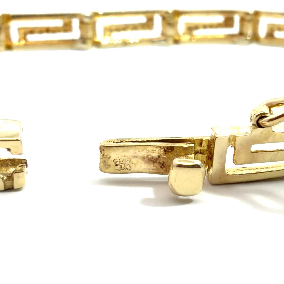 Stamped 585 14k Yellow Gold Greek Key Link Bracelet 7 in4