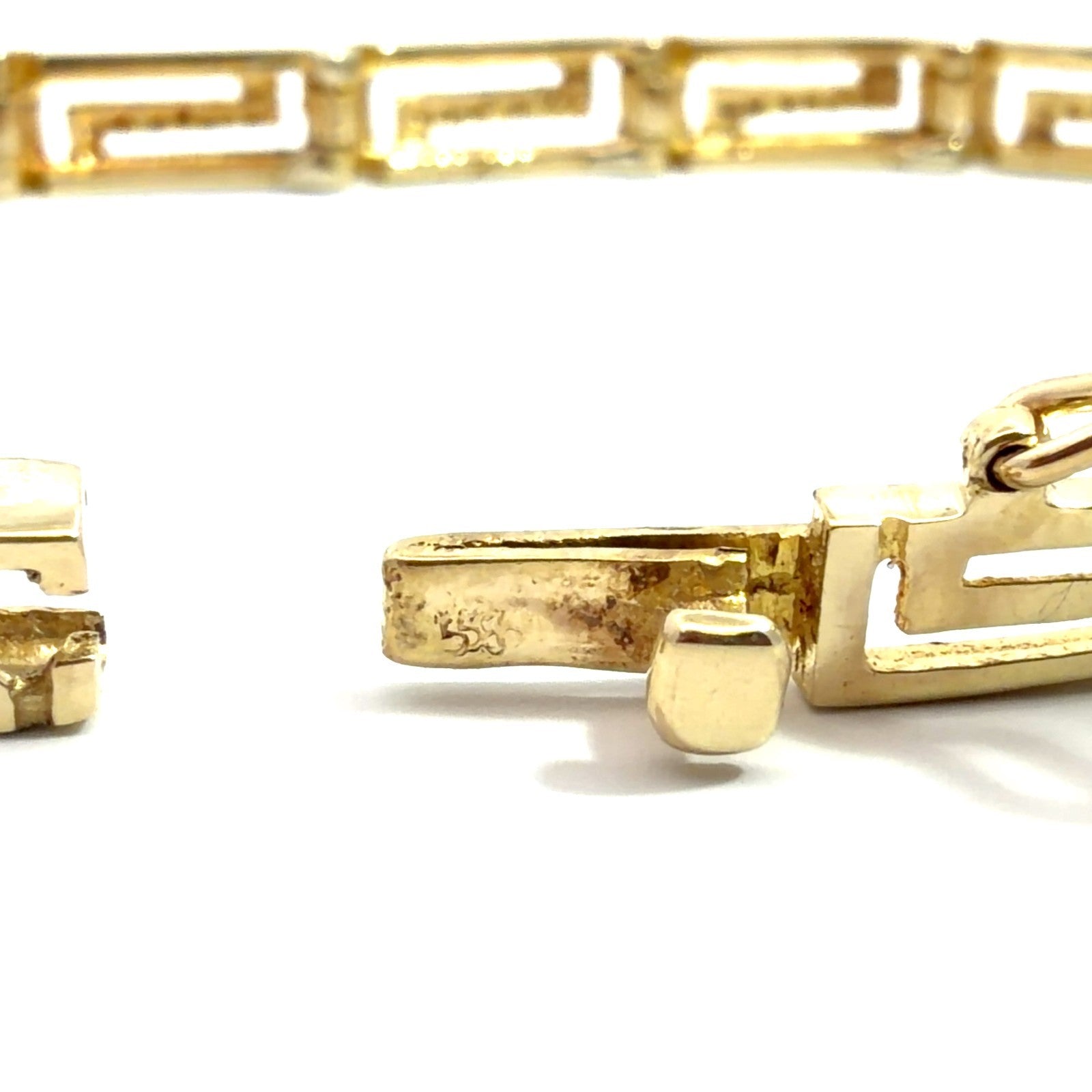 Stamped 585 14k Yellow Gold Greek Key Link Bracelet 7 in4