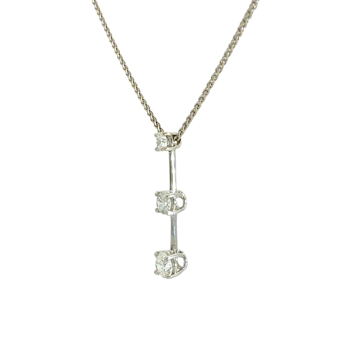 Roberto Coin 18k White Gold Three-Stone 0.71cttw Diamond Pendant Necklace2