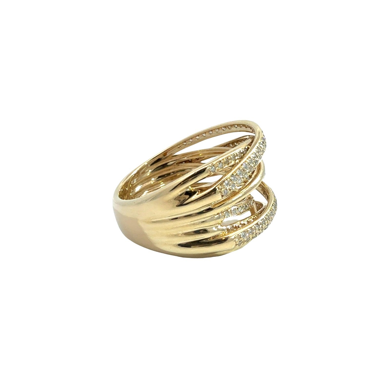 Effy 14k Yellow Gold & 0.90cttw Diamond Layered Crossover Ring Size 74