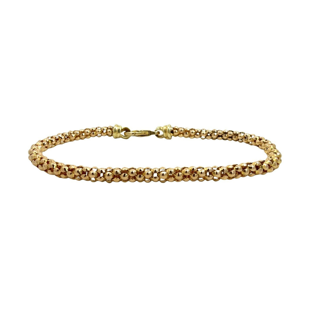 14k Yellow Gold Italian Bubble Link Chain Bracelet 7.25"0