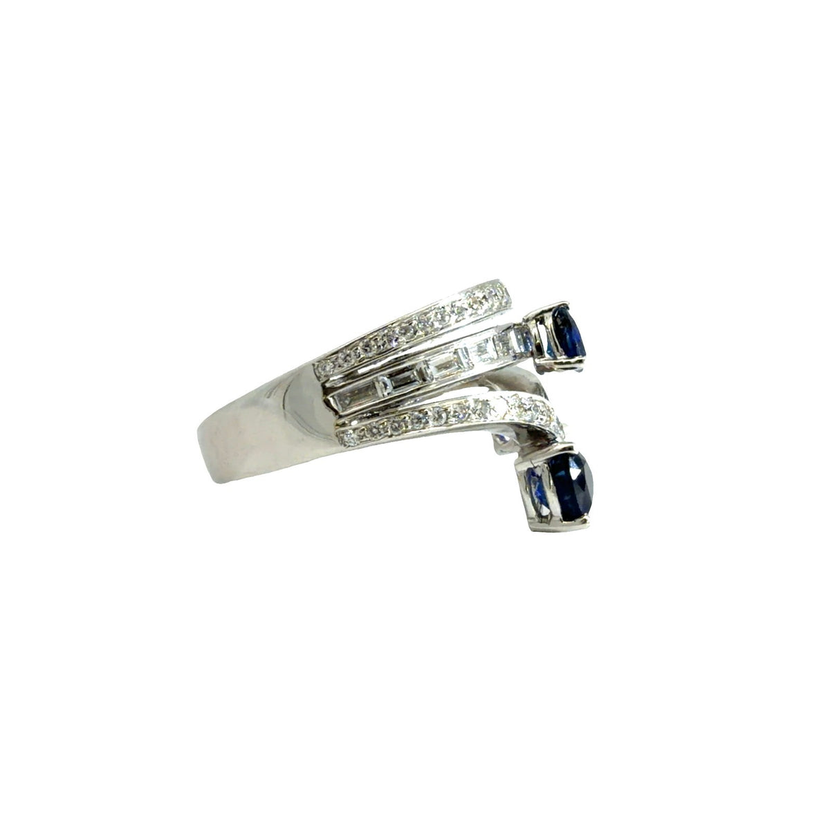 18k White Gold Heart-Shaped 1.45cttw Sapphire & 0.60cttw Diamond Ring Size 6.52