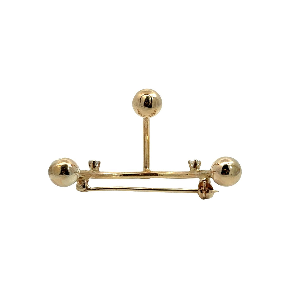 Vintage 12k Yellow Gold and 0.20cttw Diamond Geometric Brooch6