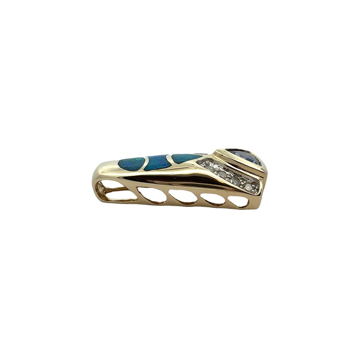 14k Yellow Gold 0.49tcw Tanzanite 0.14cttw Diamond & Opal Inlay Pendant2