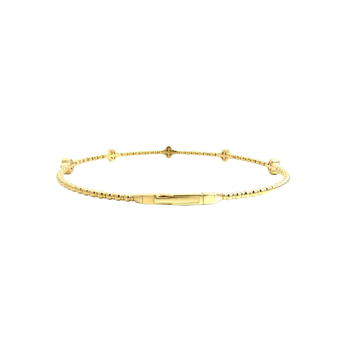 14k Yellow Gold Quatrefoil 0.37cttw Diamond Flex Bangle Bracelet 6.75"2