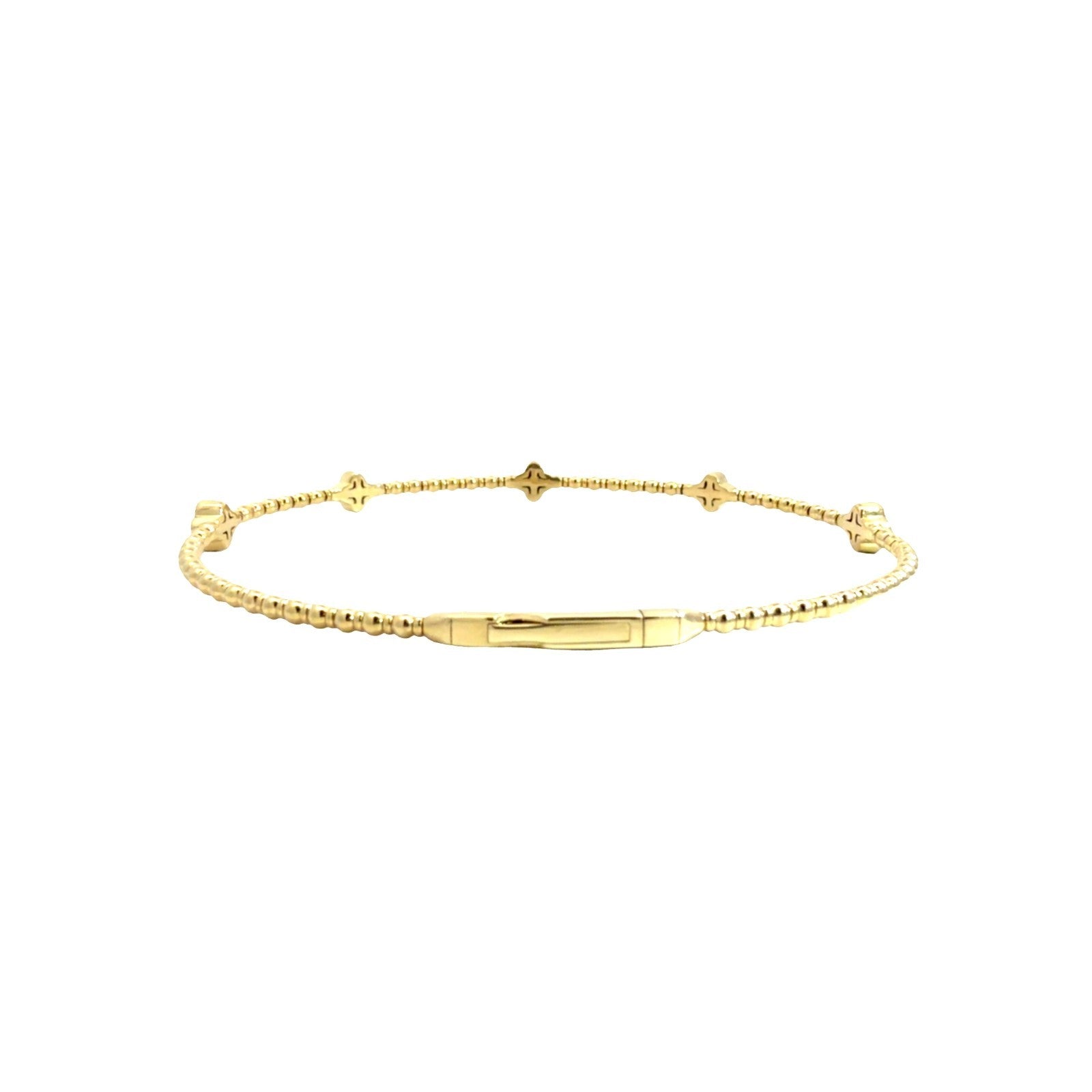 14k Yellow Gold Quatrefoil 0.37cttw Diamond Flex Bangle Bracelet 6.75"2