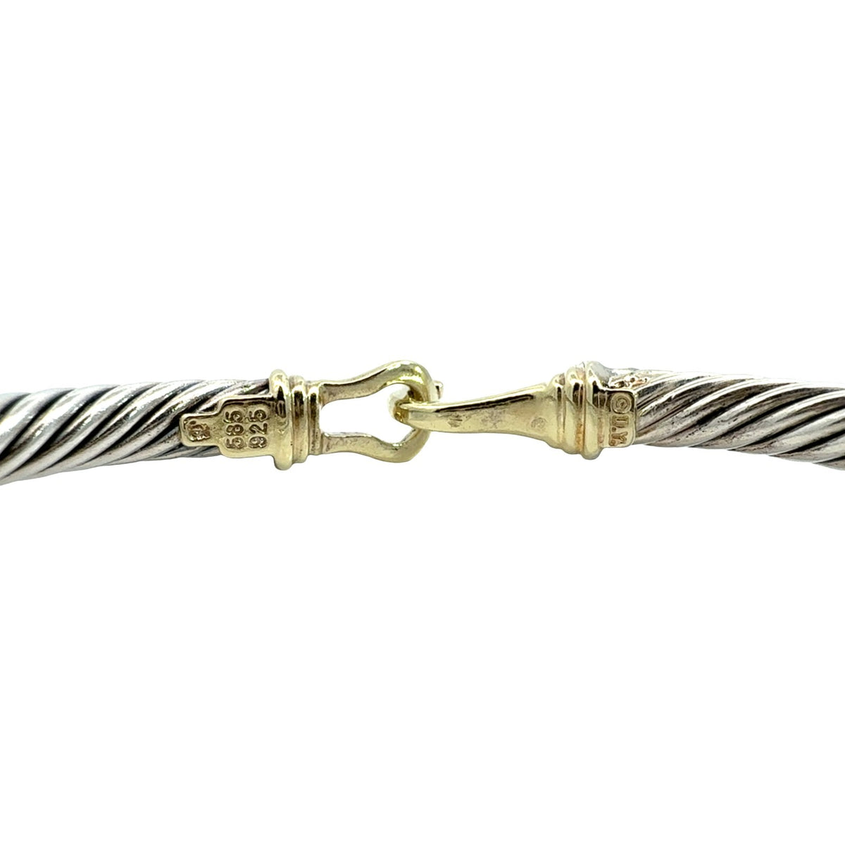 David Yurman Sterling Silver Two-Tone Twisted Cable Bangle with Gold Clasp6
