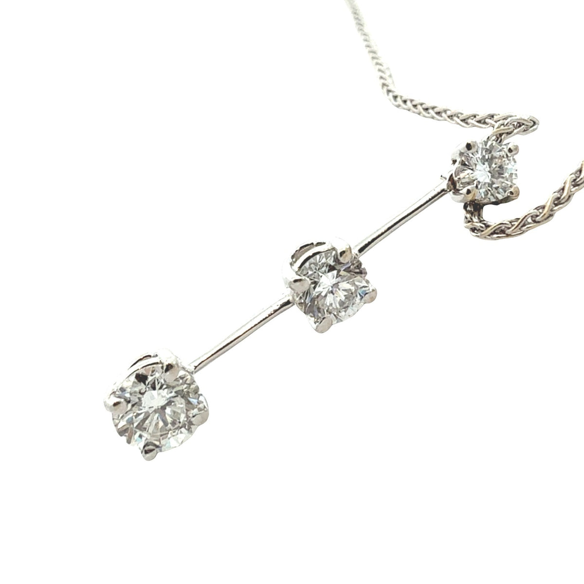 Roberto Coin 18k White Gold Three-Stone 0.71cttw Diamond Pendant Necklace6