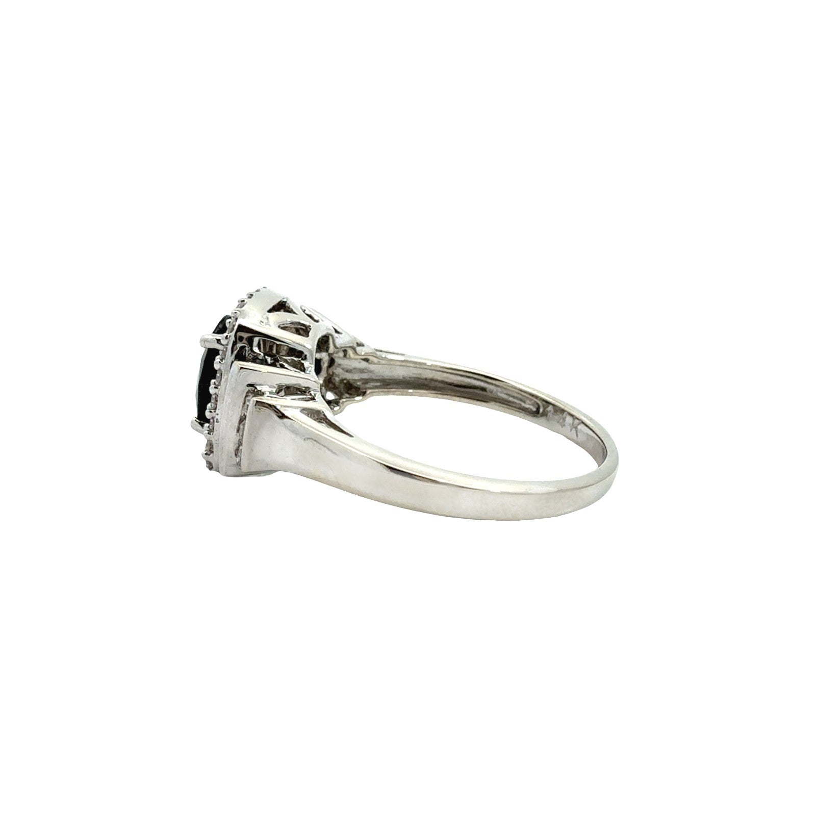 14k White Gold 0.87cttw Sapphire and 0.21cttw Diamond Halo Cocktail Ring4