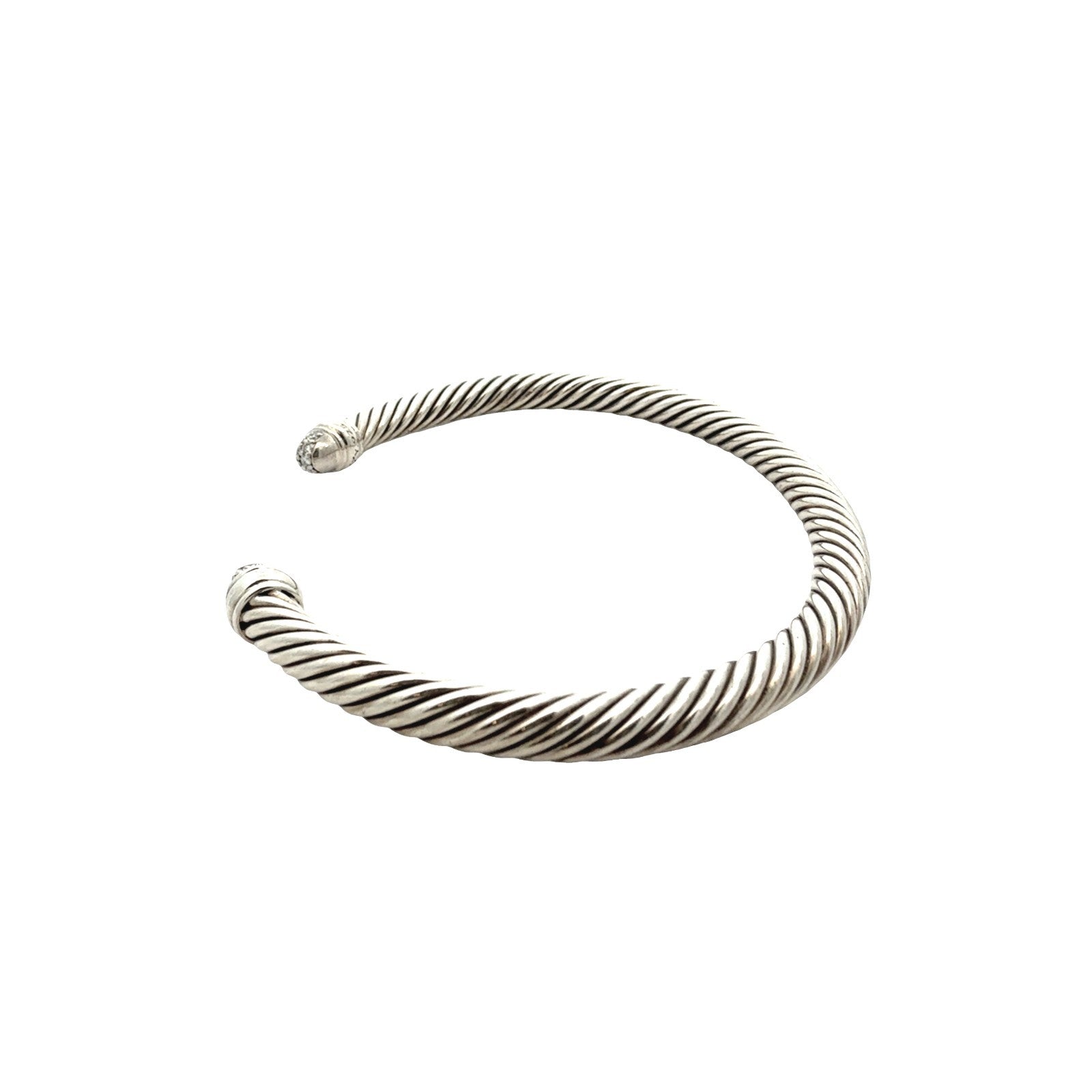 David Yurman Sterling Silver Pavé Diamond Cable Cuff Bracelet3