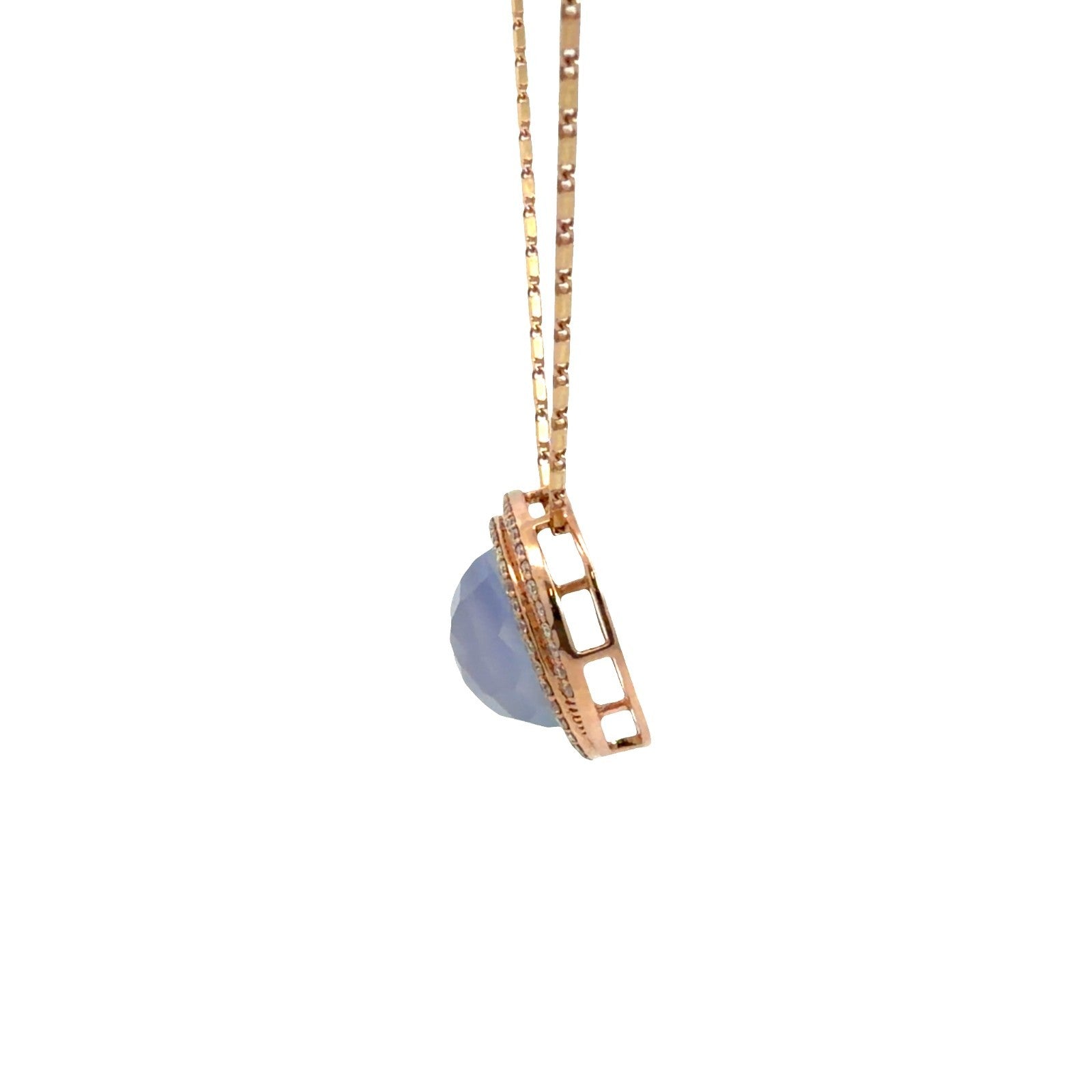 14k Rose Gold Chain Necklace with 7.18ctw Purple Chalcedony and 0.69ctw Diamond0