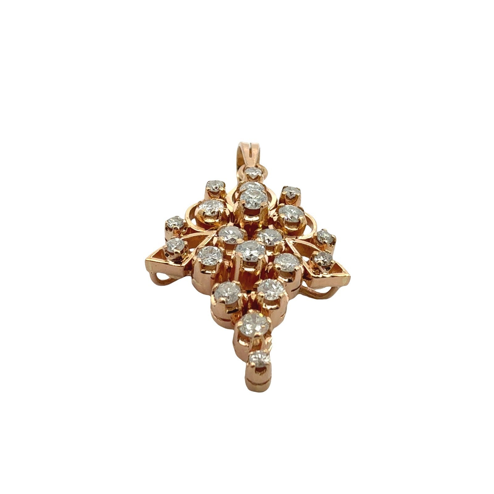 Antique 18k Yellow Gold Stamped 0.76cttw Diamond Cluster Pendant6