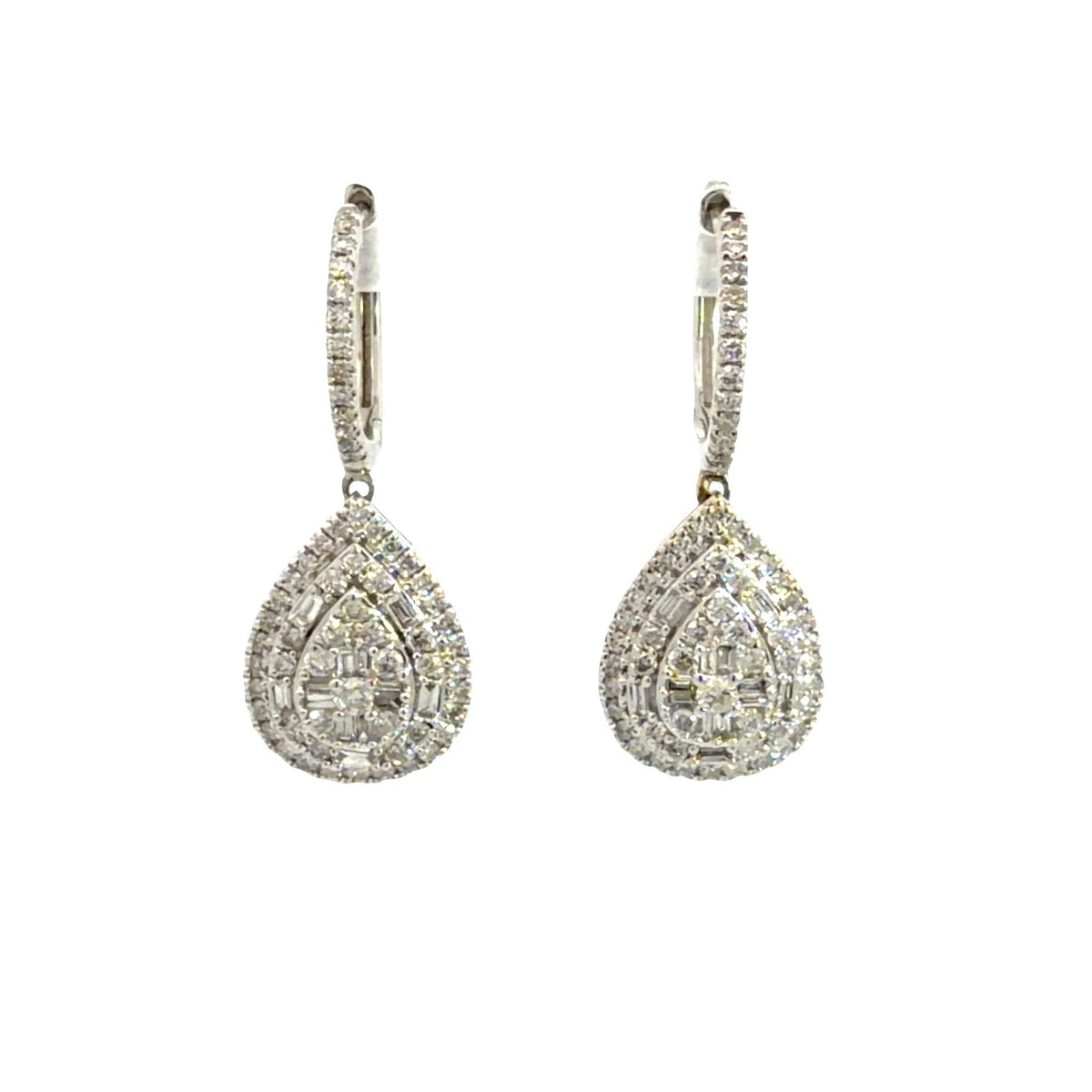 10k White Gold Teardrop Earrings with 1.20ctw Diamonds0
