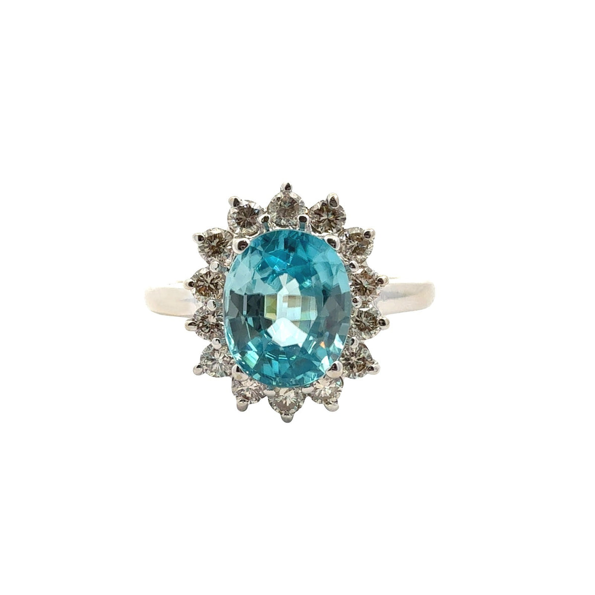 18k White Gold Oval 2.78tcw Topaz and 0.77cttw Diamond Halo Cocktail Ring0