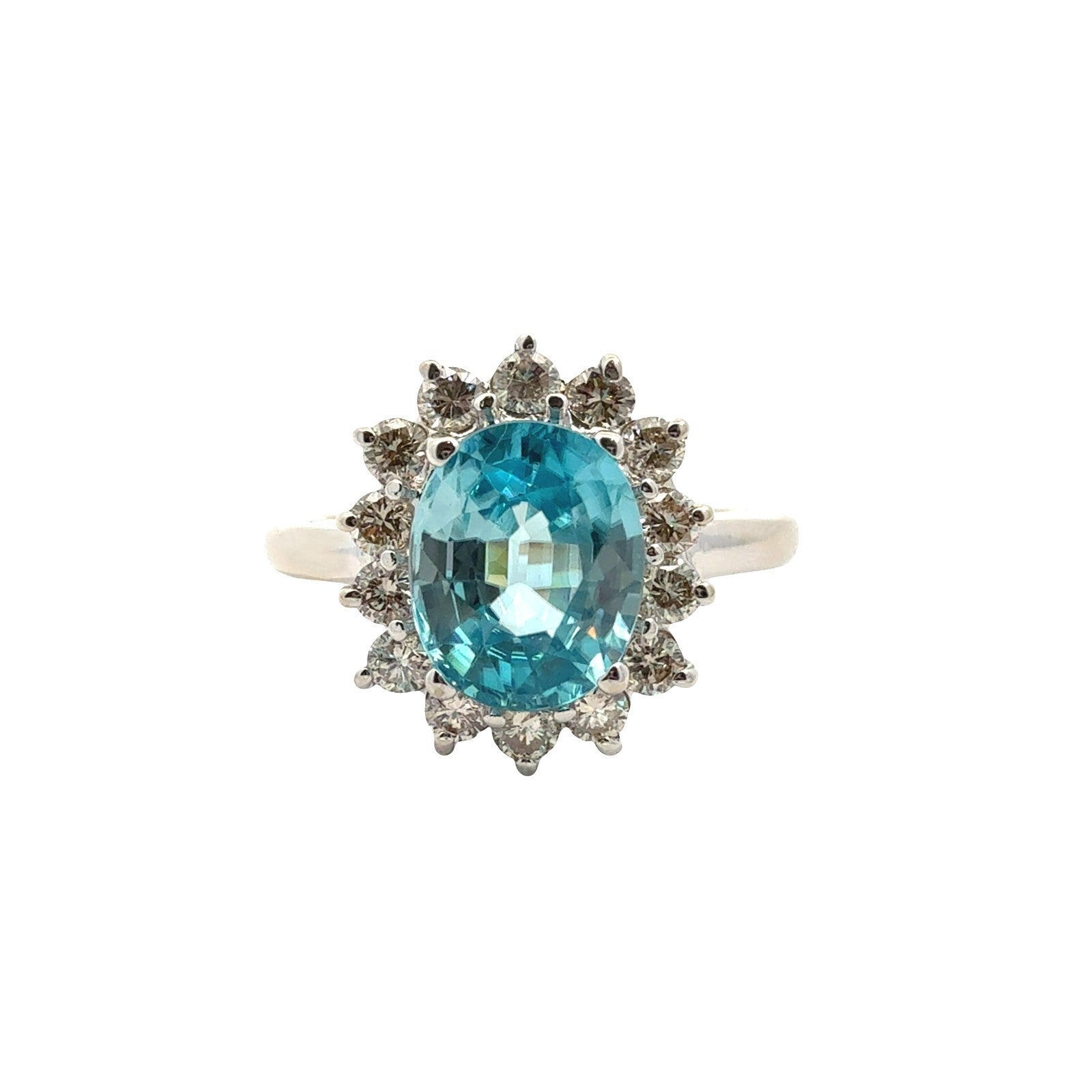 18k White Gold Oval 2.78tcw Topaz and 0.77cttw Diamond Halo Cocktail Ring0