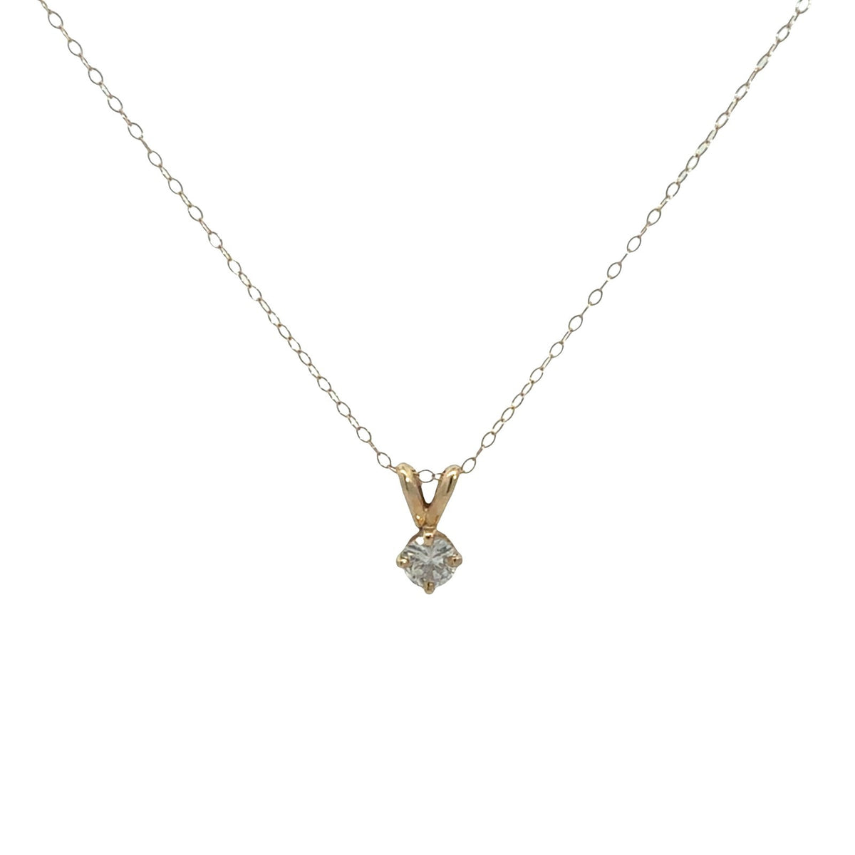 14k Yellow Gold 0.29tcw Diamond Round Solitaire Pendant Necklace5
